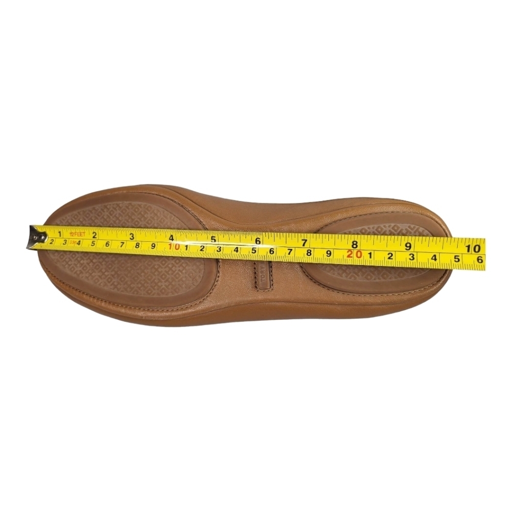 Tory Burch Minnie Royal Tan Leather Travel Ballet Flats‎ Size 8M - Picture 4 of 13